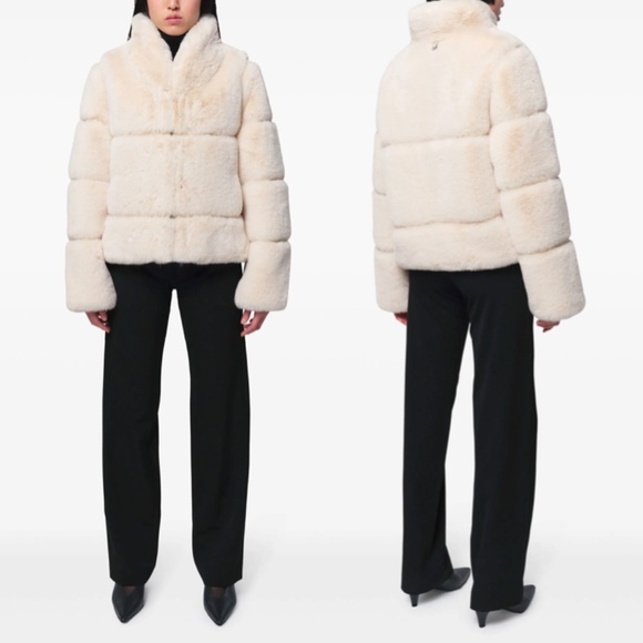 Apparis Sai Short Pluche Faux Fur Teddy Coat Jacket Granite Cream S NWT Vegan - Picture 1 of 17
